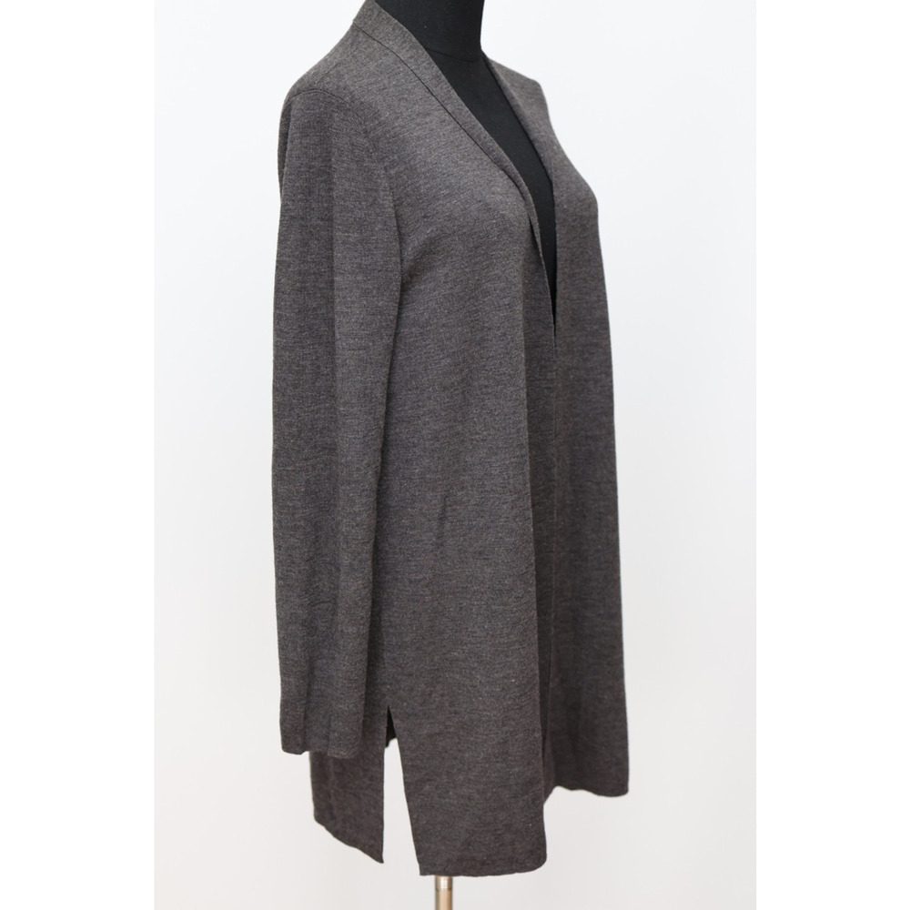A8 Auth EILEEN FISHER 100% Merino Wool Straight Long Open Front Cardigan Size M - Picture 3 of 6